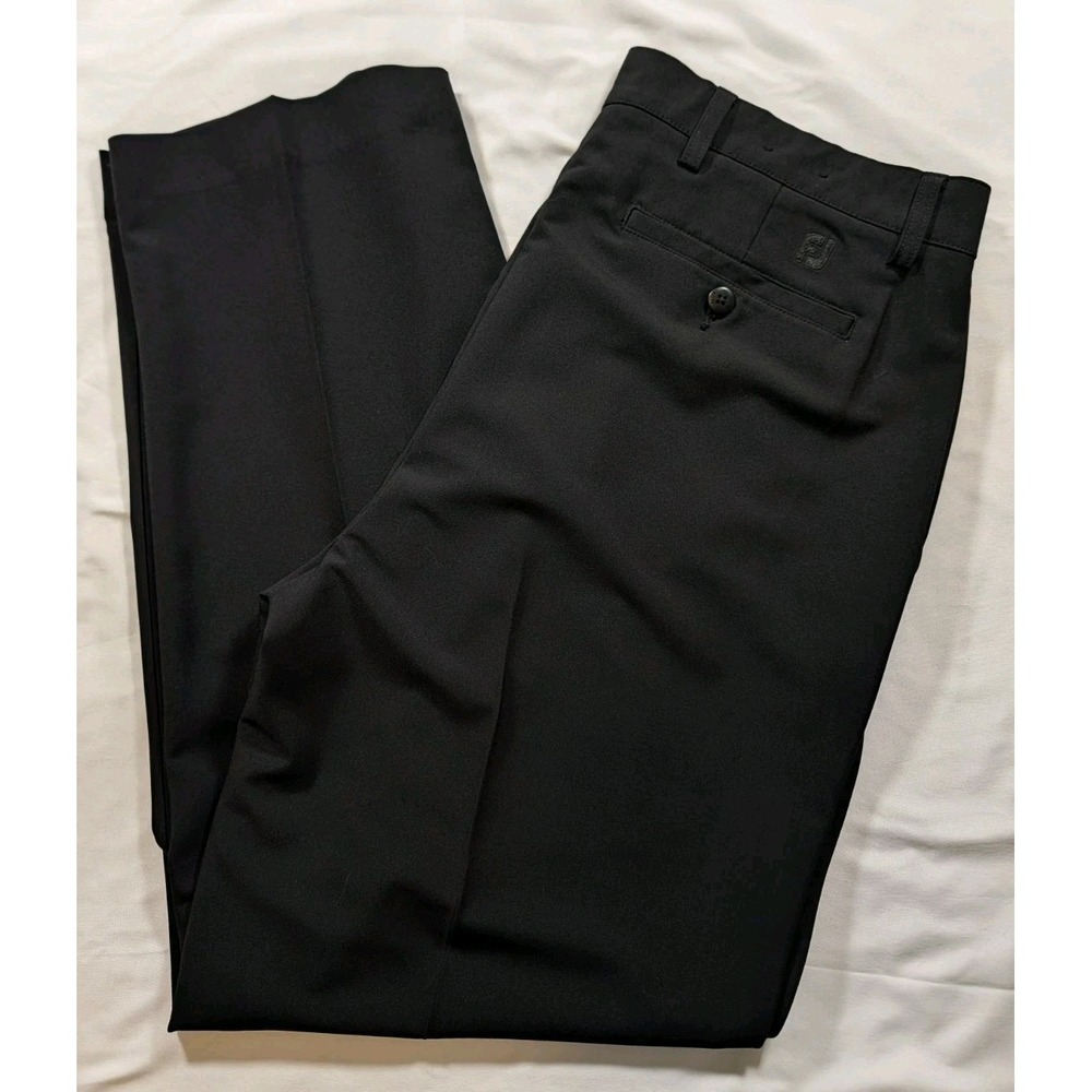 FootJoy Men Performance Golf Pants 36x30 Black Stretch Flat Front Trousers FJ